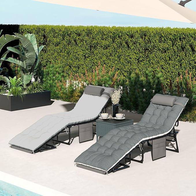 Outsunny Chaise Lounge Chair Outdoor Set of 2, 5-Position Adjustable Outdoor - Image 8