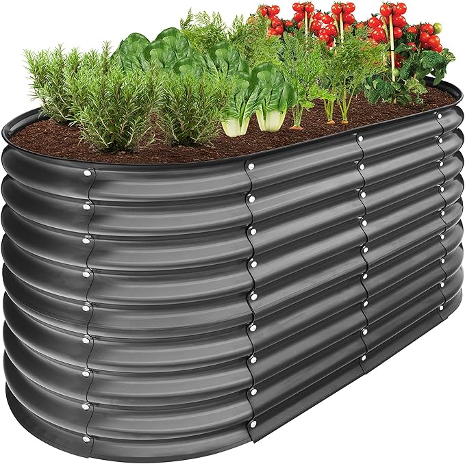 Best Choice Products 4x2x2ft Outdoor Metal Raised Garden Bed, Oval Deep Root by BestChoiceProducts