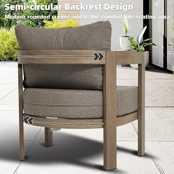 Outdoor Patio Furniture Set, 5 Pieces Modern Metal Patio Conversation Set - Image 4