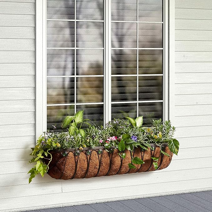Arcadia Garden Products Hanging Window Basket Metal Trough Flower Planter - Image 9