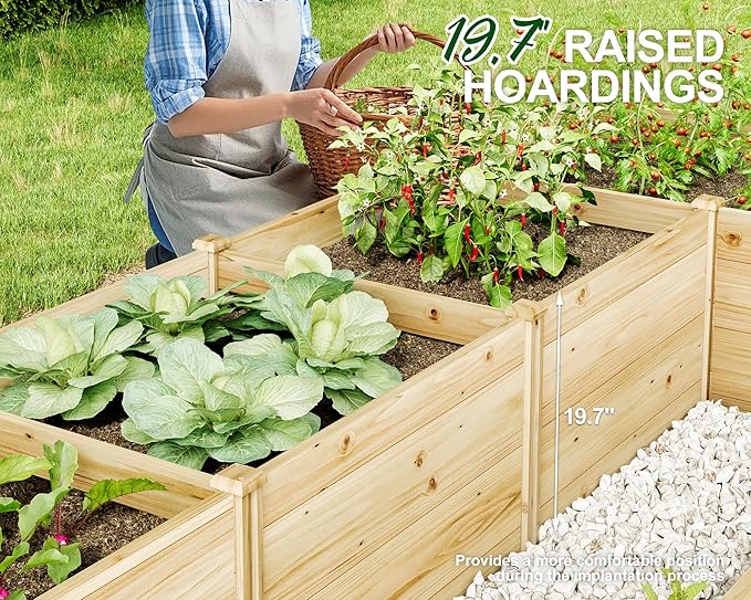 AMERLIFE U-Shaped Raised Garden Bed, 7.5Wx12Dx1.6H Outdoor Wooden Raised Garden - Image 3