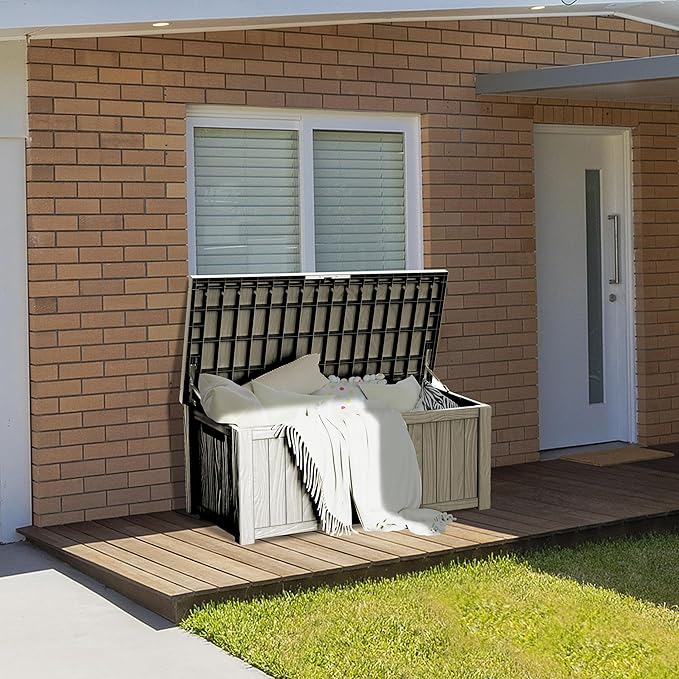 TARKARI 150 Gallon Lockable Resin Deck Box, Waterproof & UV-Resistant Outdoor - Image 3
