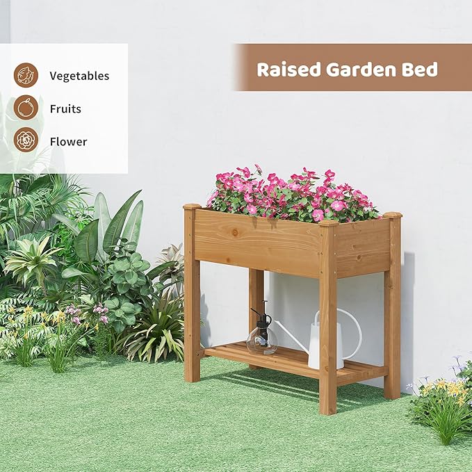 FILWH Raised Garden Bed with Legs Elevated Wooden Planter Box Stand Large - Image 5