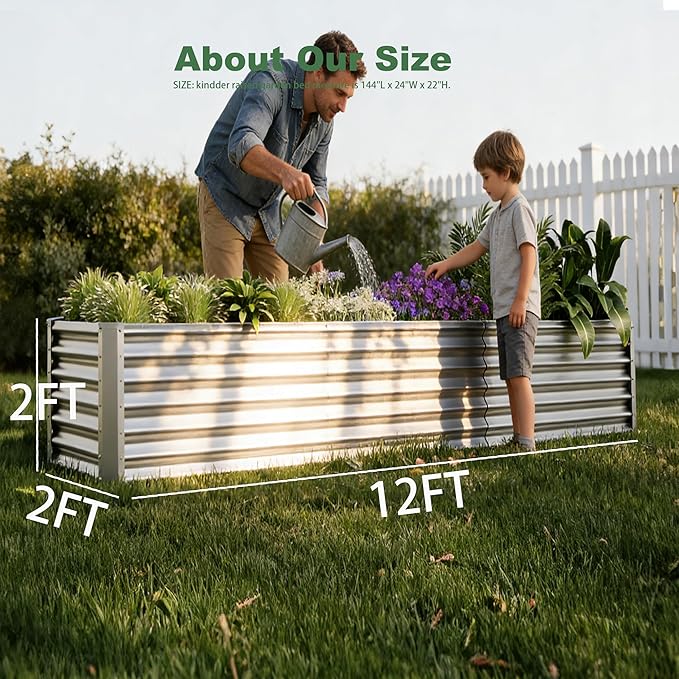 12x2x2ft Raised Garden Beds Outdoor Kit, Galvanized Planter Garden Boxes Outdoor - Image 4