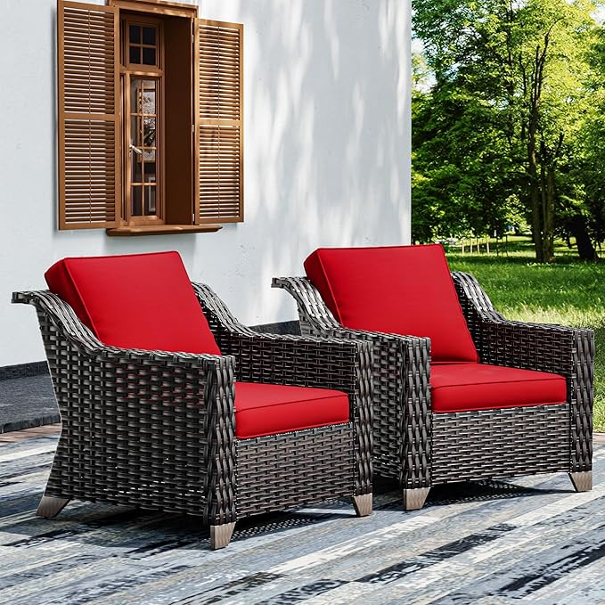 Joyside Wicker Patio Chairs Set of 2, Outdoor Rattan Furniture by Joyside