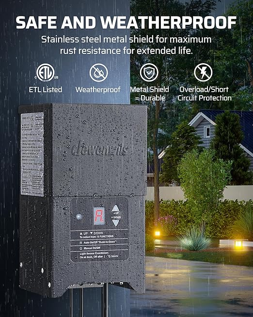 DEWENWILS 300W Low Voltage Landscape Lighting Transformer, 120V to 12/15V AC - Image 6