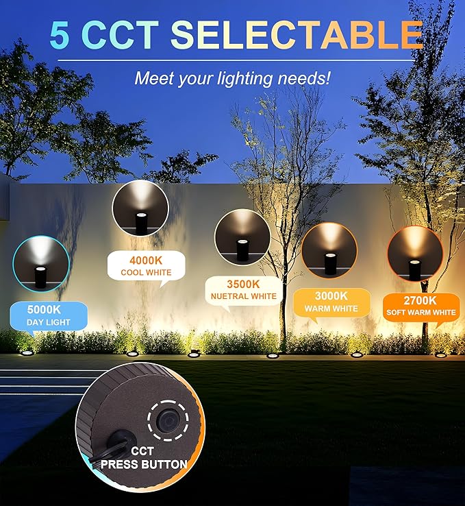 CLOUDY BAY 9W LED Landscape Well Lights, 2700K/3000K/3500K/4000K/5000K - Image 5