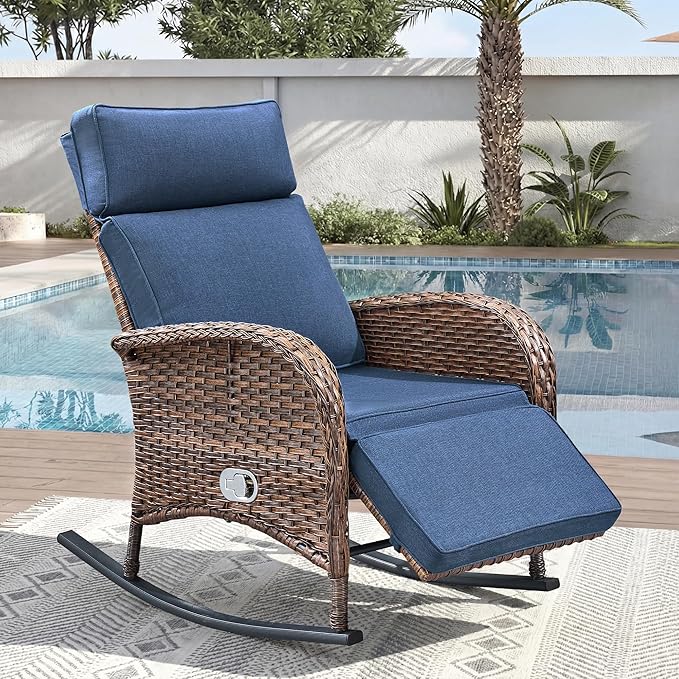 Zero Gravity Patio Rocking Wicker Recliner Chair by JelwalyPatioFurnitureSet