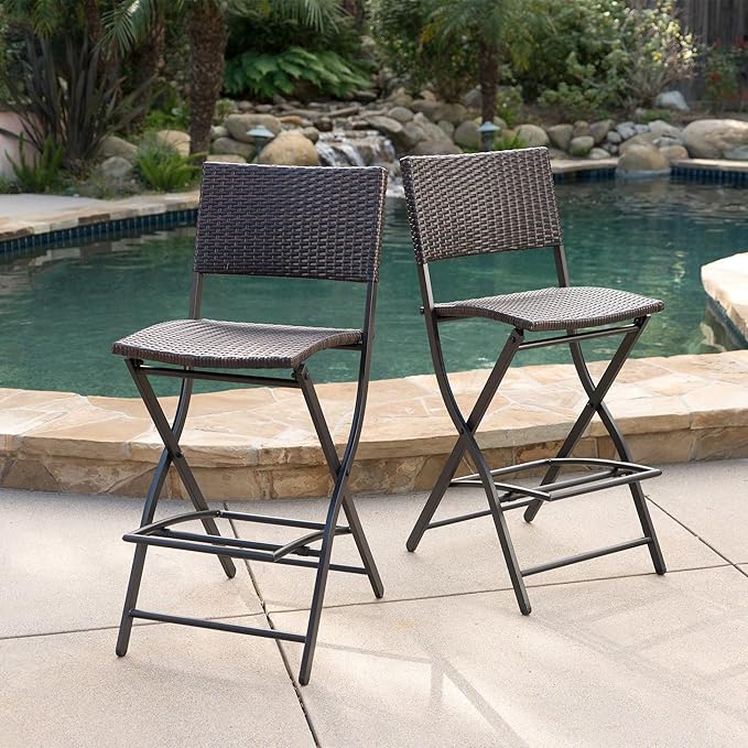Christopher Knight Home Margarita Outdoor Wicker Barstools, 2-Pcs Set - Image 2