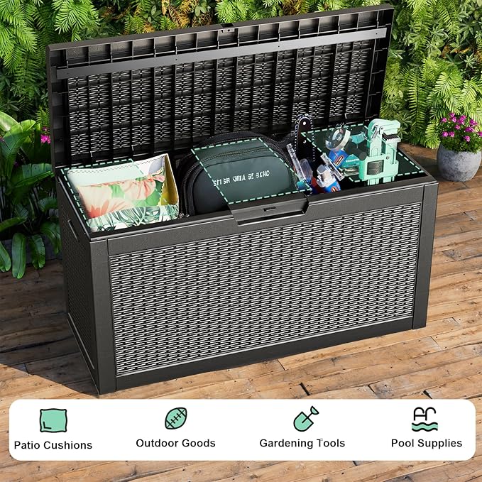 DRATO 60 Gallon Deck Box, Waterproof Resin Large Outdoor Storgae Box - Image 5