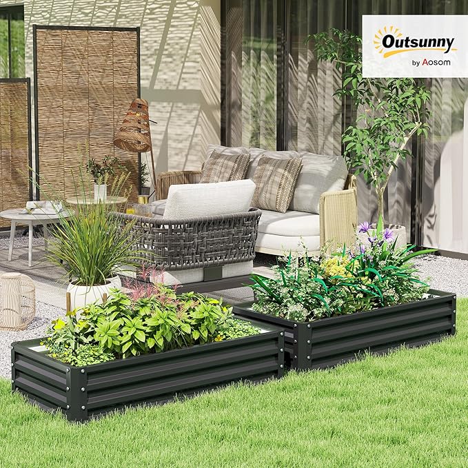 Outsunny Galvanized Raised Garden Bed, - Image 2