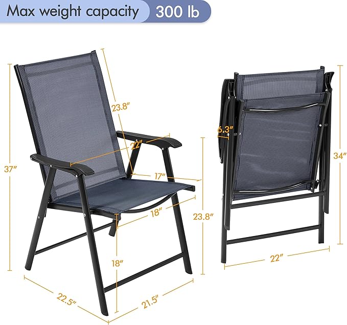 Yaheetech Outdoor Patio Chairs Set of 4, Portable Dining Chairs - Image 3