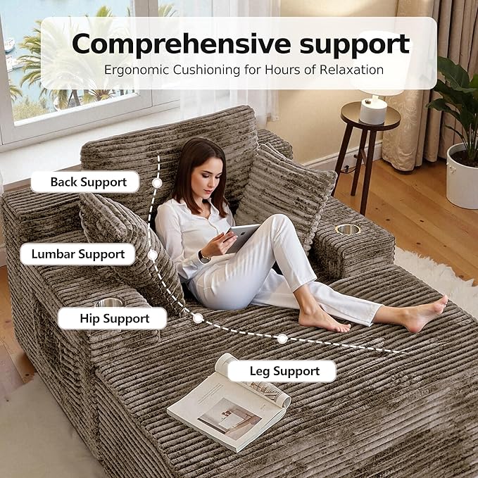 CHORRO67 Chaise Lounge Chair Indoor, Oversized Boneless Single Sleeeper Couch - Image 7