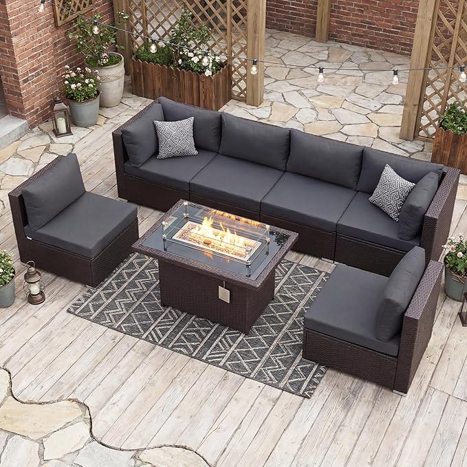 NICESOUL 7 Piece Large Size Outdoor Patio Furniture Set - Image 3