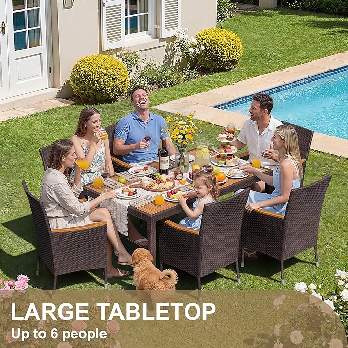 Devoko Dining 7 PCS Furniture, Patio Conversation Set - Image 2