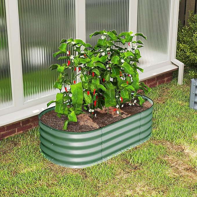 Outsunny 3.5' x 2' x 1' Galvanized Raised Garden Bed Kit, Outdoor Metal - Image 9