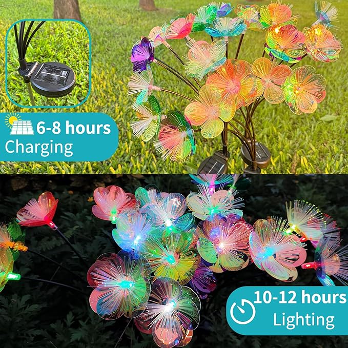 JJGoo 2 Pack Solar Garden Lights, Solar Flower Swaying Light - Image 8