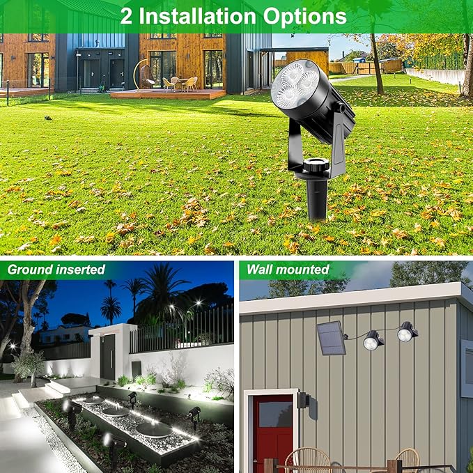Solar Spot Lights Outdoor, 3-in-1 Garden Spotlights IP65 Waterproof 9.8ft Cable - Image 5