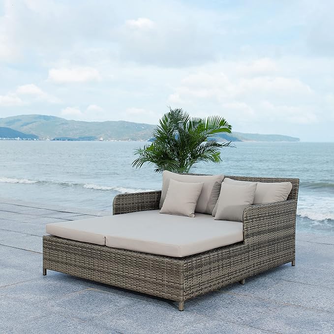 Safavieh PAT7500B Outdoor Collection Cadeo Grey Cushion Daybed - Image 3