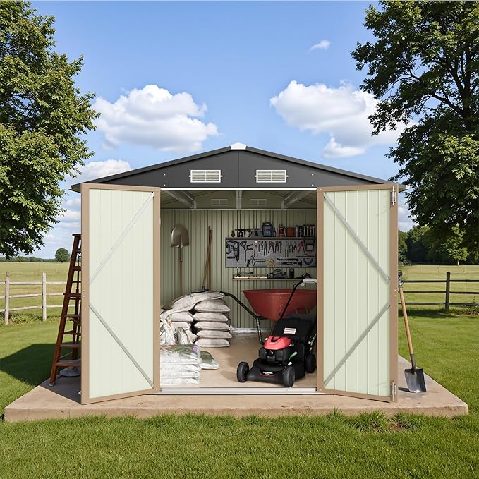 Greesum 8x10FT Outdoor Storage Shed, Metal Storaged Sheds - Image 3