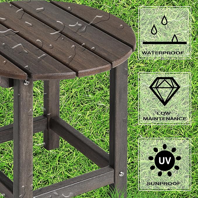 LZRS Round Adirondack Patio Side Table End Table, Outdoor Side Tables - Image 4