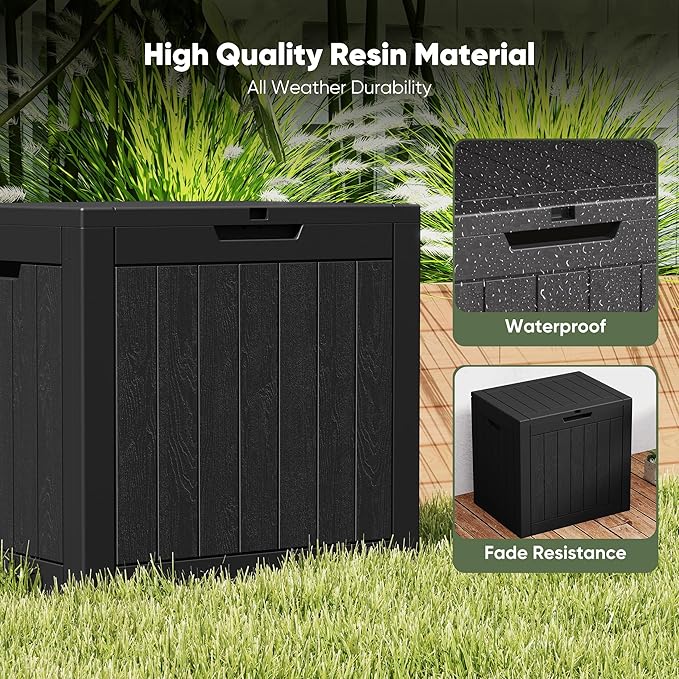 NEWBULIG 31 Gallon Deck Box, Weatherproof Resin Lockable Outdoor Storage - Image 2