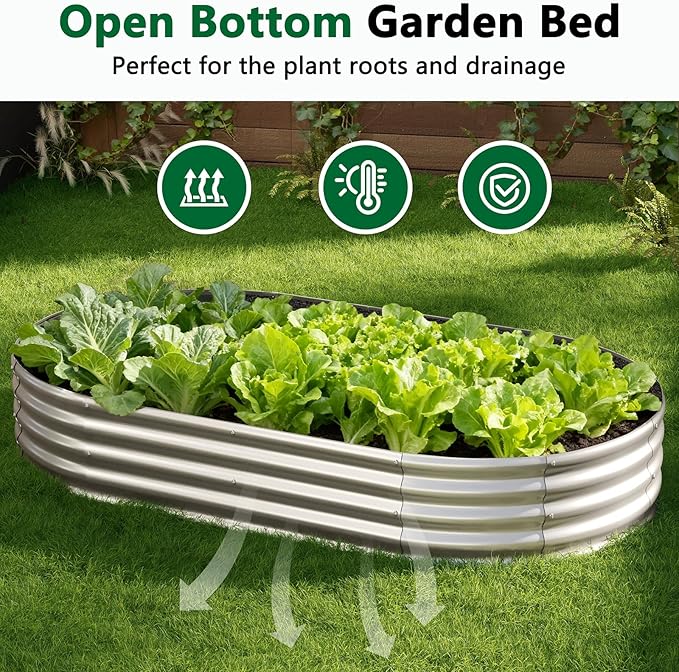 zizin 2 Pack Galvanized Raised Garden Bed Metal Oval Raised Garden Beds Outdoor - Image 5