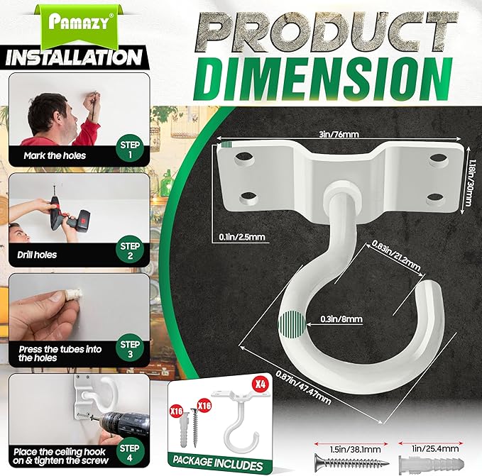 200LBS 4Pcs Rotatable Ceiling Hooks - Image 5