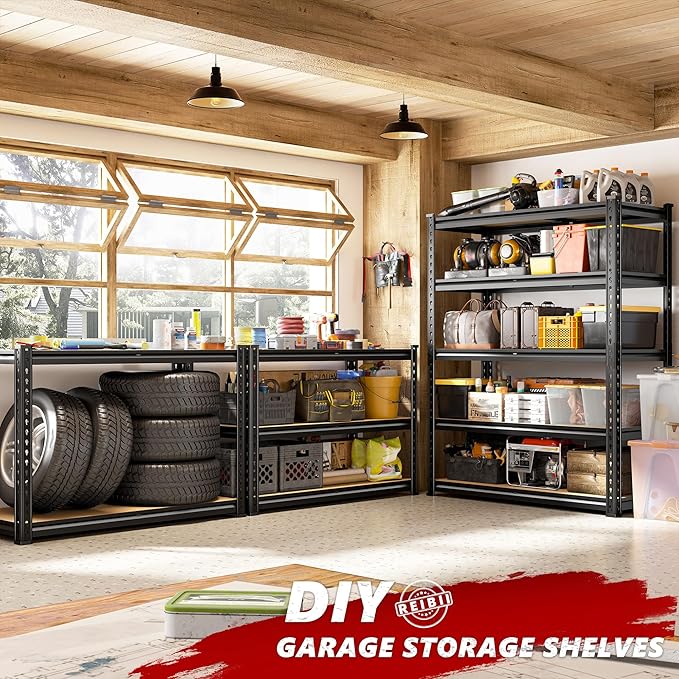 REIBII 2400LBS Storage Shelves 5 Tier Garage Shelving Heavy Duty Adjustable - Image 5