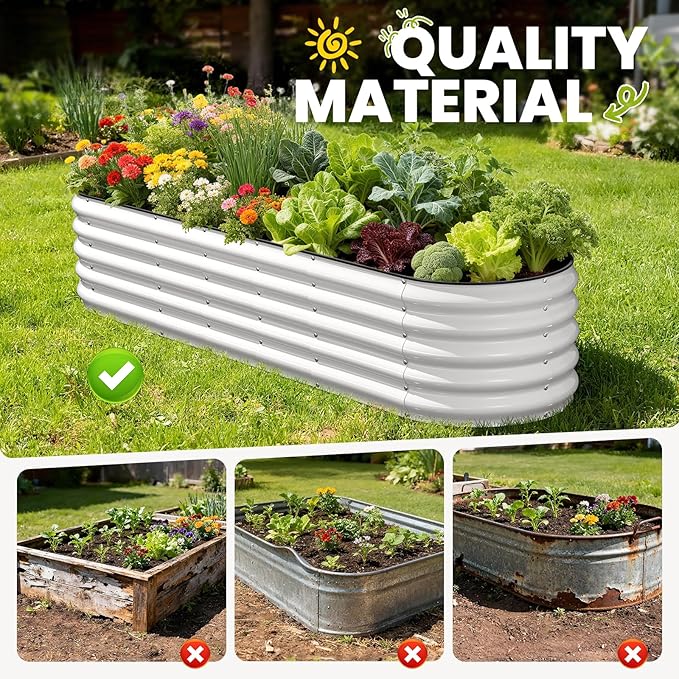 Galvanized Raised Garden Bed 8x2x1.5 FT, Oval Metal Raised Garden Bed Outdoor - Image 2