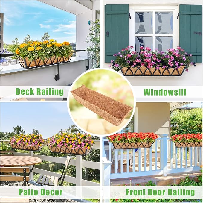 Y&M 2Pcs 24" Trough Coco Fiber Replacement Liner, Pre-Formed Window Deck Coco - Image 5