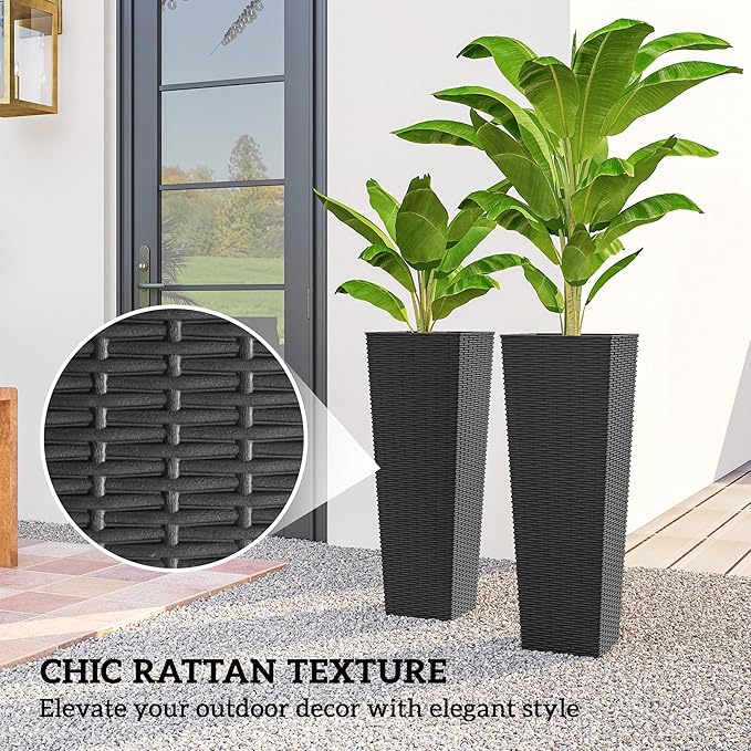 Outsunny 32 Inch Tall Planters for Outdoor Plants, Stackable Tapered Planters - Image 5