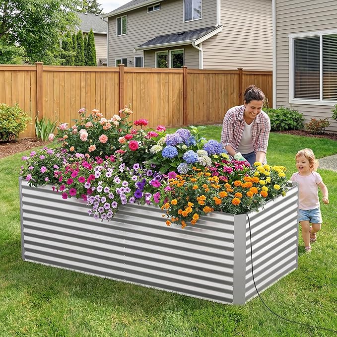 8x4x3 ft Tall Galvanized Raised Garden Bed - Image 5