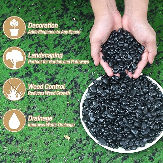 6lb Black Rocks for Planters- 1/4" - Image 3