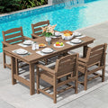 SERWALL Patio Dining Table Sets 5-Piece, Outdoor HDPE Dining Furniture Set by SERWALL