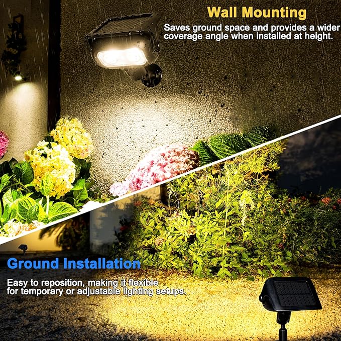 Solar Landscape Spotlights Outdoor Waterproof IP67, Warm White LED Spot Lights - Image 6