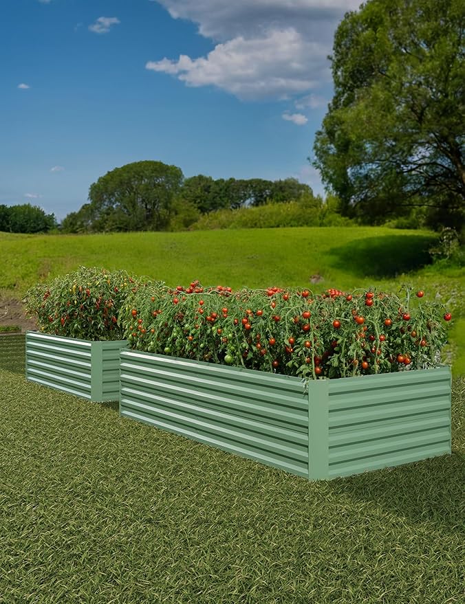 CABIHOME 2 Pcs 8x4x2 Ft Galvanized Raised Garden Bed, Deep Root Planter Box by CABIHOME