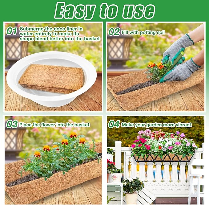 Y&M 30" Coco Liner for Window Box Deck Basket Planter Trough Coconut Fiber - Image 3