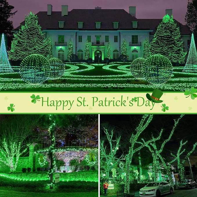 btfarm 4 Pack St Patricks Day Fairy Lights, 320LED 132FT Green Solar String - Image 5