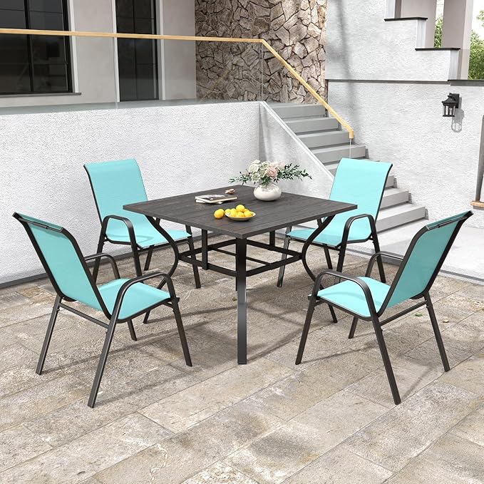 Patio Chairs Set of 4, Stackable Outdoor Dining Chairs - Image 3