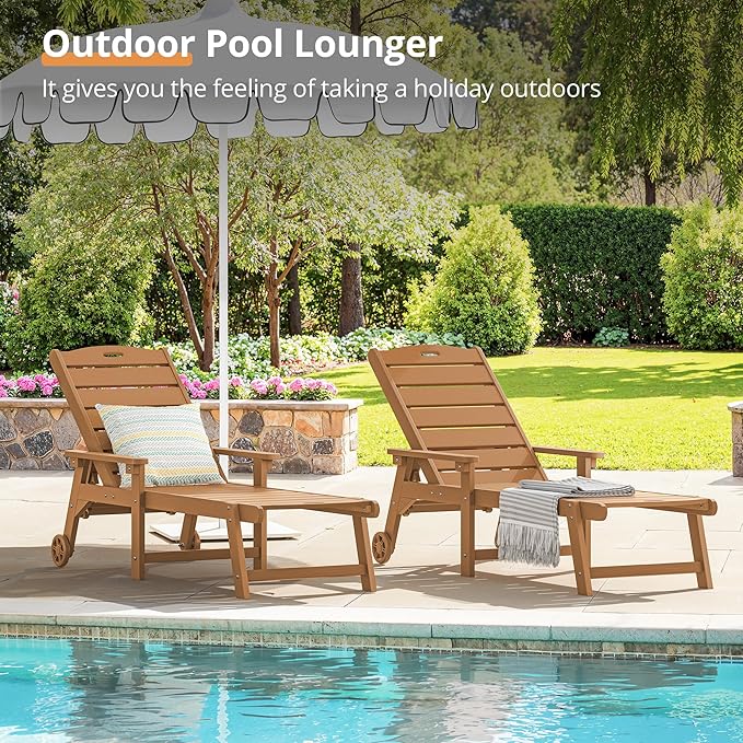 LUE BONA Outdoor Chaise Lounge Chairs Set of 4, HDPS Chaise Lounger, 5 - Image 4