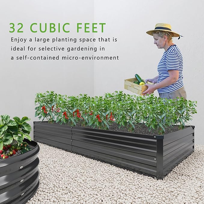 2PCS 8x4x1FT Galvanized Raised Garden Bed Kit, Vegetable Boxes-Rectangle Metal - Image 7