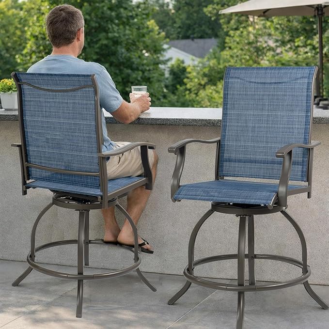Kozyard Isabella Outdoor Swivel Bar Stools, Counter Height Patio Swivel Chairs - Image 6