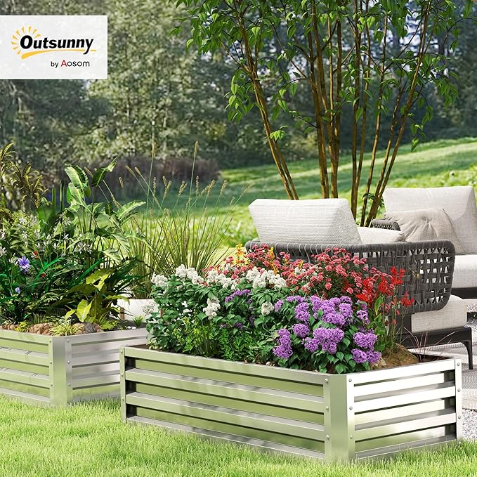 Outsunny Galvanized Raised Garden Bed, - Image 2