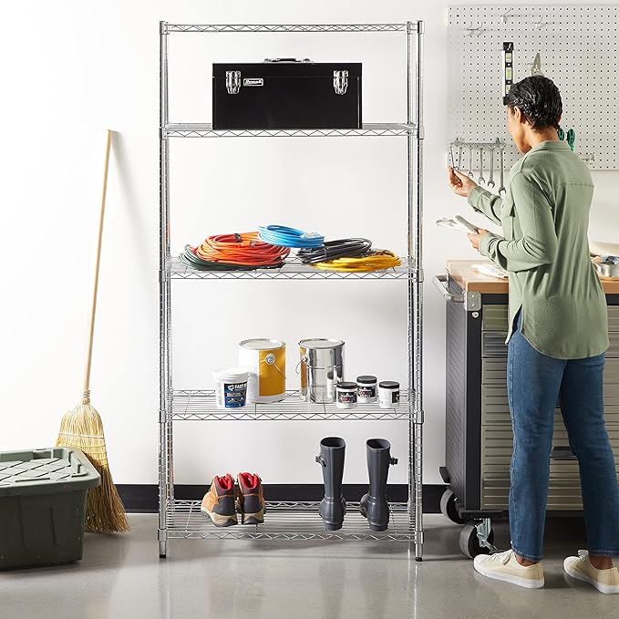 Amazon Basics 5-Shelf Adjustable Heavy Duty Steel Wire Rack, Space Saving - Image 8