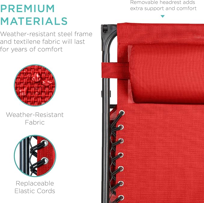 Best Choice Products Folding Zero Gravity Outdoor Recliner Patio Lounge Chair - Image 6