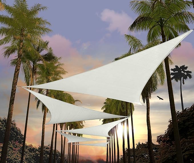 Amgo Custom Size 23' x 23' x 23' White Triangle Sun Shade Sail UPF50+ AGTAPRT12 by Amgo