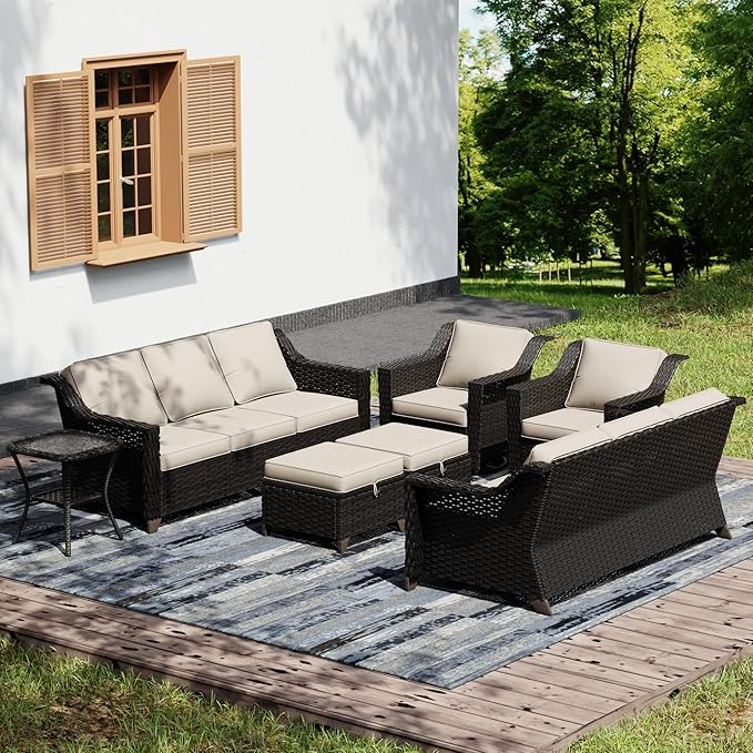 Joyside Wicker Patio Furniture Sets, 7 Pieces Upgraded Large Size Outdoor by Joyside