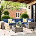 ovios 6 Pieces Patio Furniture Set, Outdoor Wicker Sectional Sofa by OVIOS
