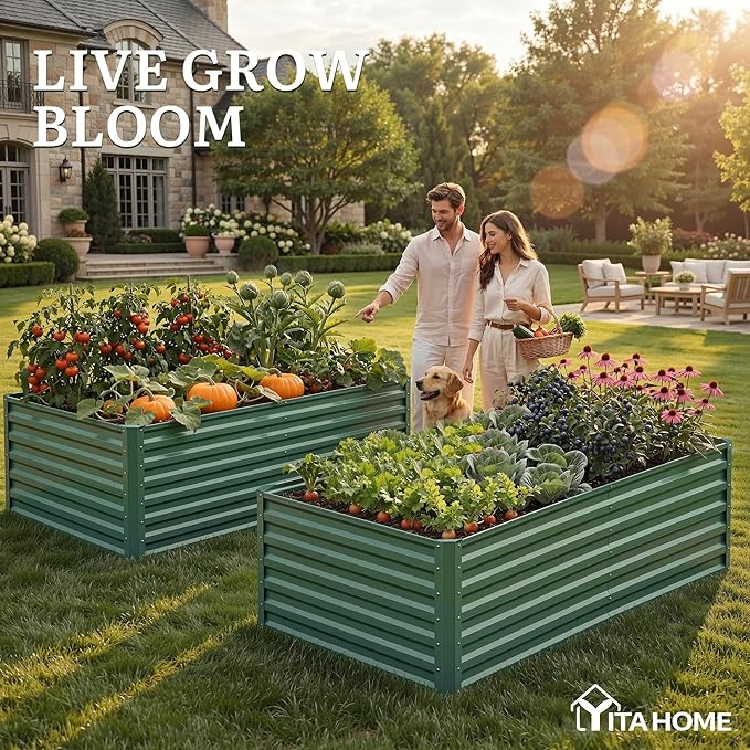 YITAHOME 6x3x2ft Large Raised Garden Bed Kit, Galvanized Metal Planter Box - Image 3